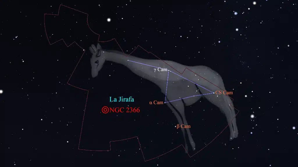 Constelación de La Jirafa (Camelopardalis): NGC 2366 y NGC 2363, galaxias.